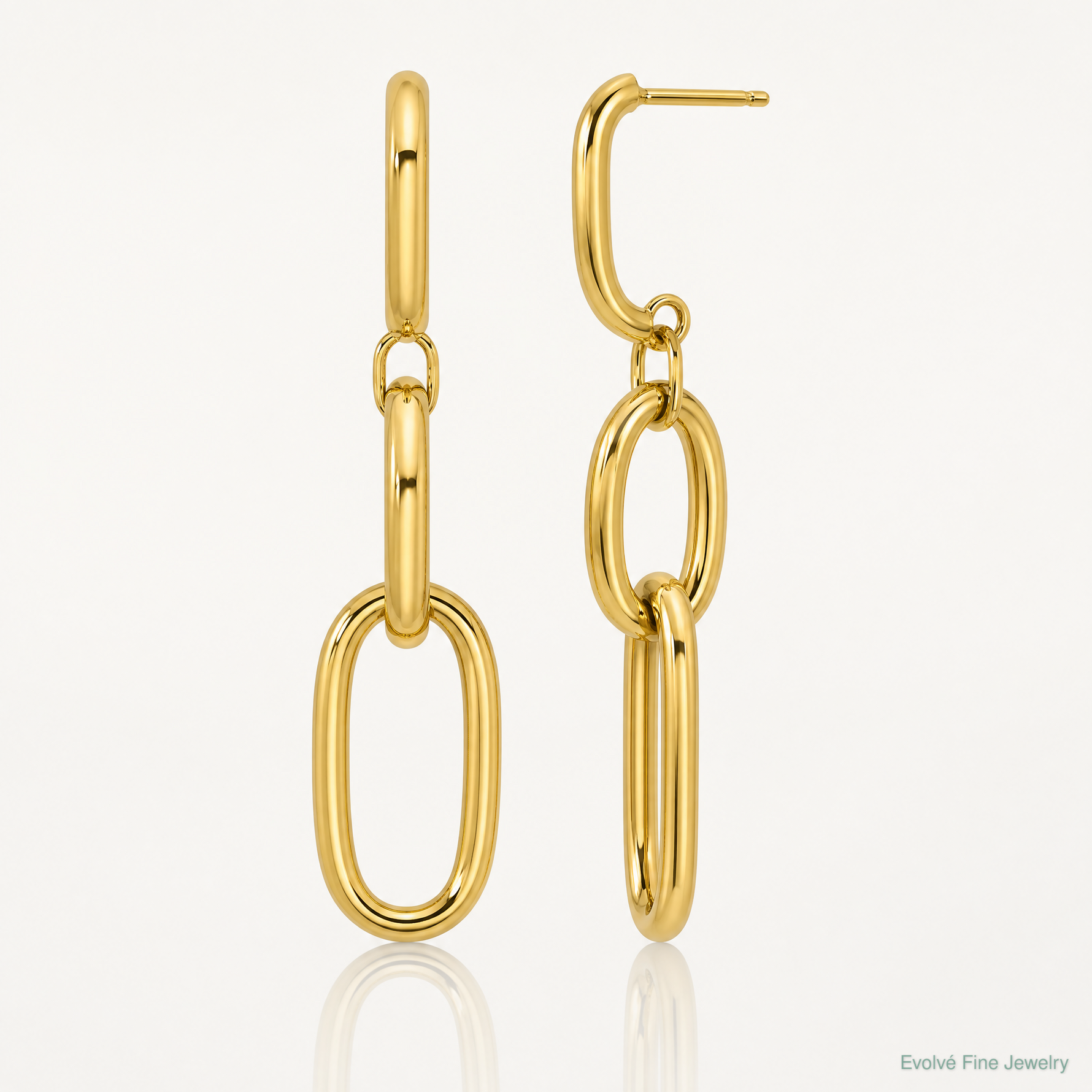 Leslie's 14K Polished Oval Link Dangle Post Earrings - Lifestyle View