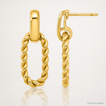 Leslie's 14K Polished and Twisted Oval Link Dangle Post Earrings - Lifestyle View