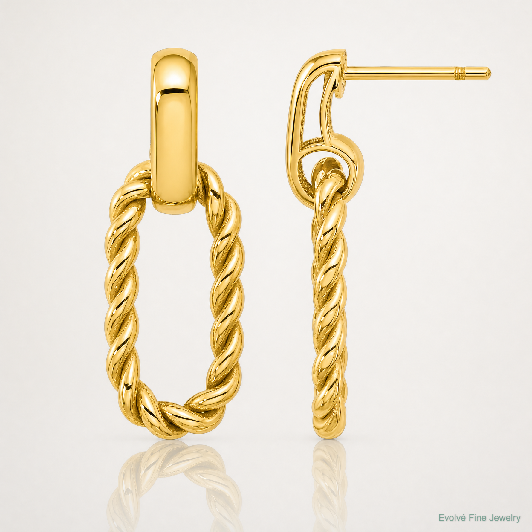 Leslie's 14K Polished and Twisted Oval Link Dangle Post Earrings - Lifestyle View