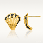 Leslie's 14K w/Black Enamel Polished Fancy Post Earrings - Lifestyle View