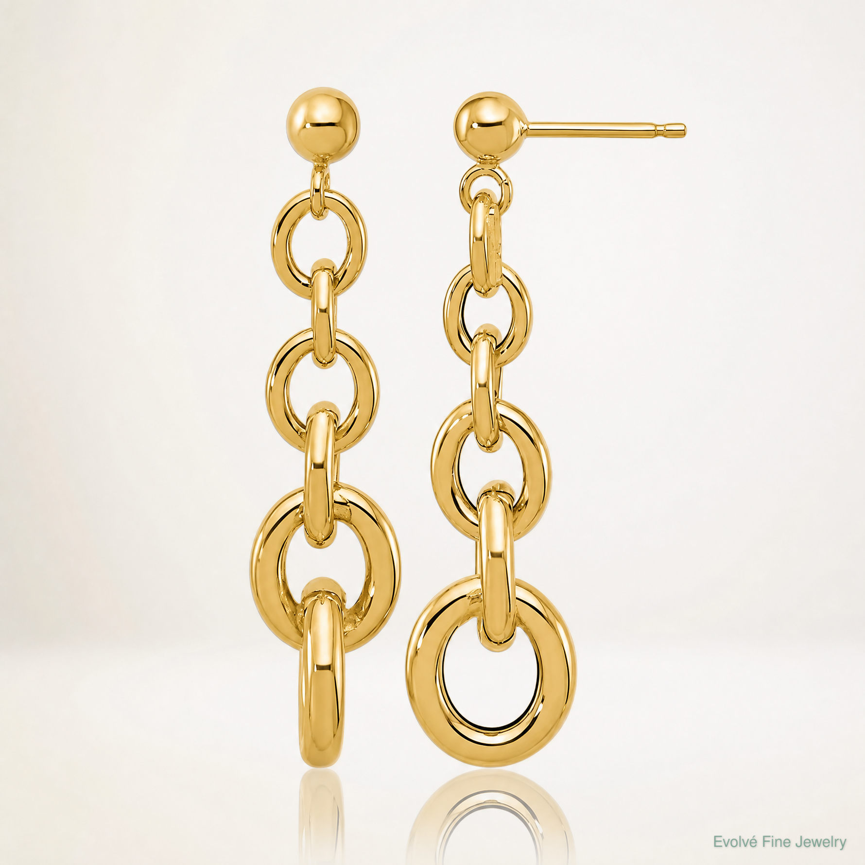 Leslie's 14K Polished Fancy Circle Link Dangle Post Earrings - Lifestyle View