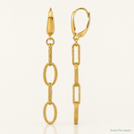 Leslie's 14K Polish/Texture/Dia-cut Fancy Oval Link Dangle Earrings - Lifestyle View