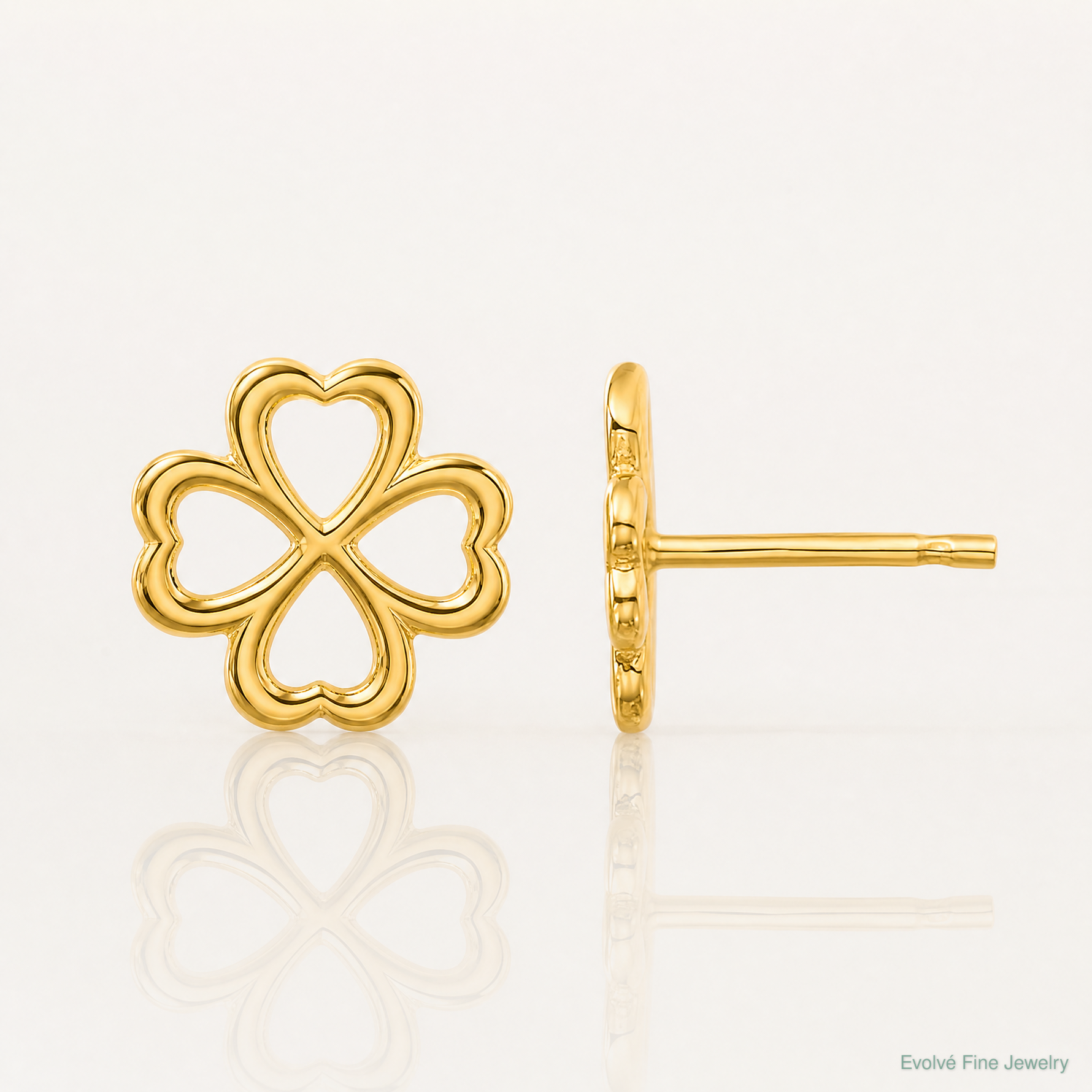 Leslie's 14K Polished 4-Leaf Clover Post Earrings - Lifestyle View
