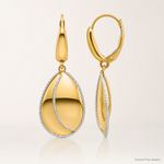 Leslie's 14K Two-tone Polished / Dia-cut Dangle Leverback Earrings - Lifestyle View