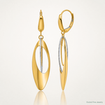 Leslie's 14K Two-tone Polished / Dia-cut Dangle Leverback Earrings - Lifestyle View
