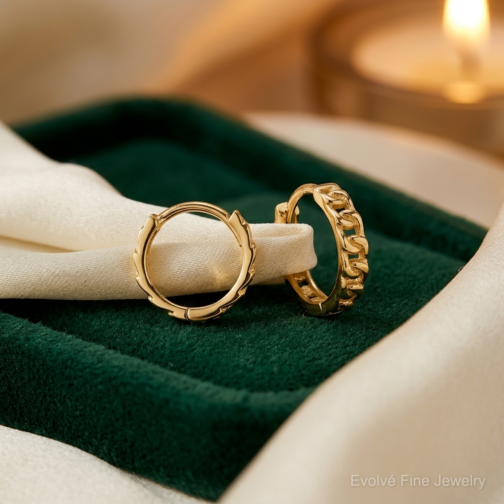 Leslie's 14K Polished Curb Link Round Hinged Hoop Earrings - Lifestyle View