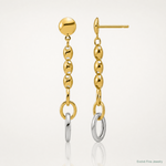 Leslie's 14K w/Wht RH Polished Fancy Oval Link Post Dangle Earrings - Lifestyle View