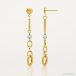 Leslie's 14K w/Wht RH Polish/Dia-cut/Twisted Post Dangle Earrings - Lifestyle View