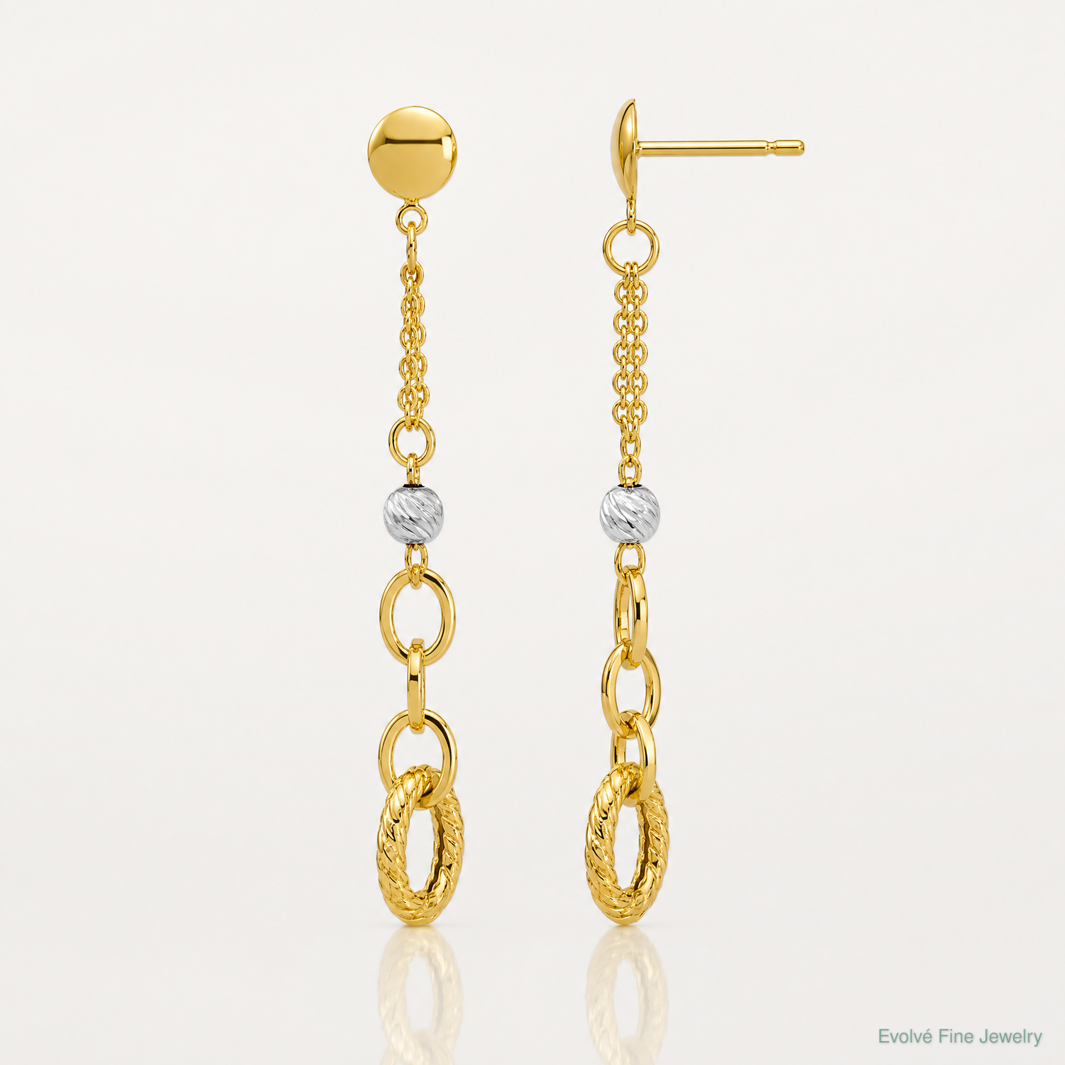 Leslie's 14K w/Wht RH Polish/Dia-cut/Twisted Post Dangle Earrings - Lifestyle View
