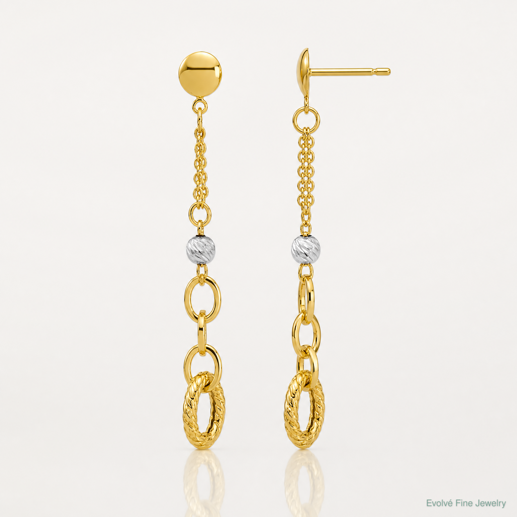Leslie's 14K w/Wht RH Polish/Dia-cut/Twisted Post Dangle Earrings - Lifestyle View