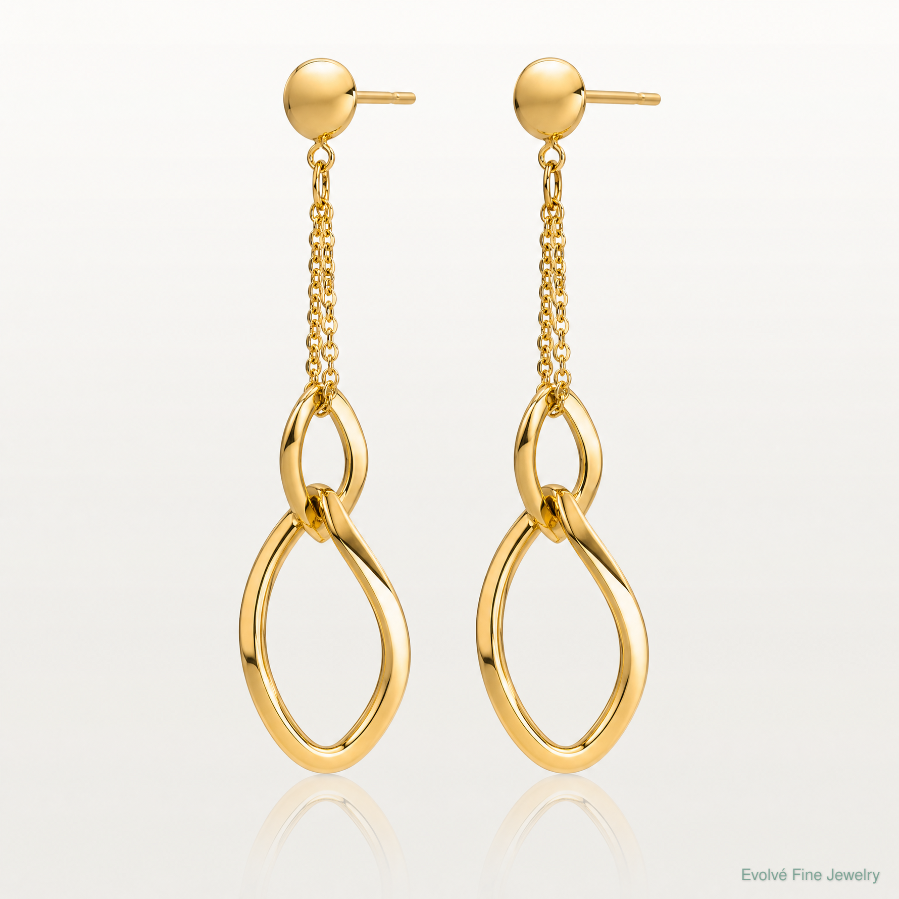 Leslie's 14K Polished Fancy Contoured Link Post Dangle Earrings - Lifestyle View