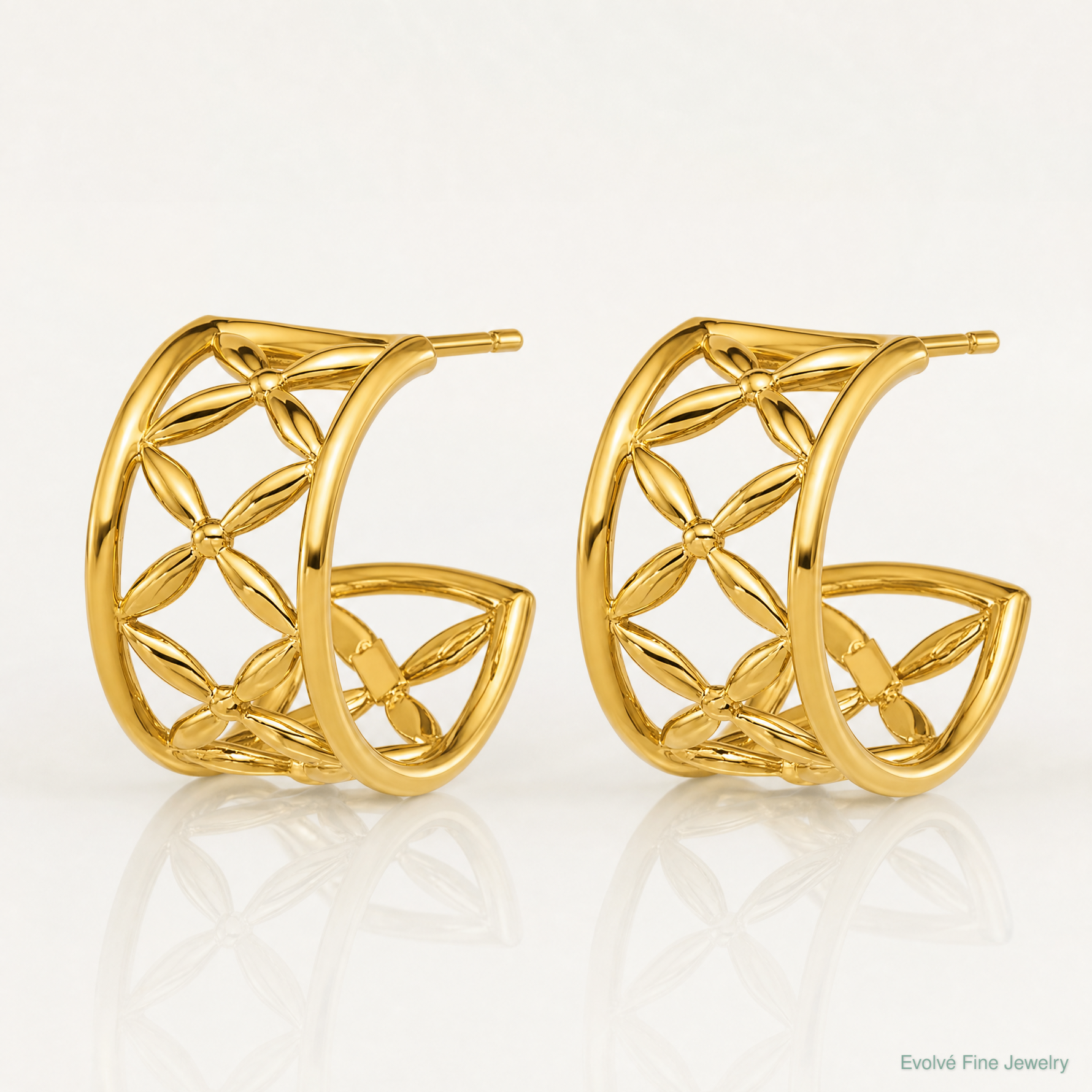 Leslie's 14K Polished Criss-cross J-Hoop Post Earrings - Lifestyle View