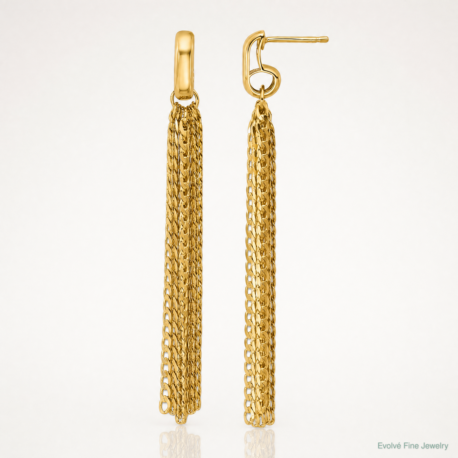 Leslie's 14K Polished Fancy Curb Link Tassel Post Dangle Earrings - Lifestyle View