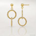 Leslie's 14KTT Polished Brushed D/C Circles Post Dangle Earrings - Lifestyle View