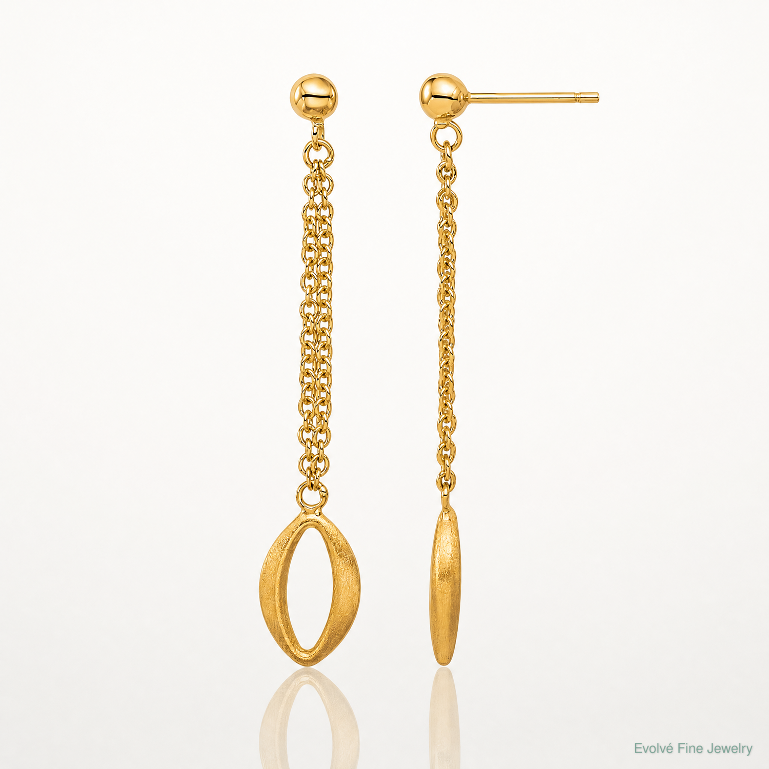Leslie's 14K Polished and Brushed Navette Link Post Dangle Earrings - Lifestyle View