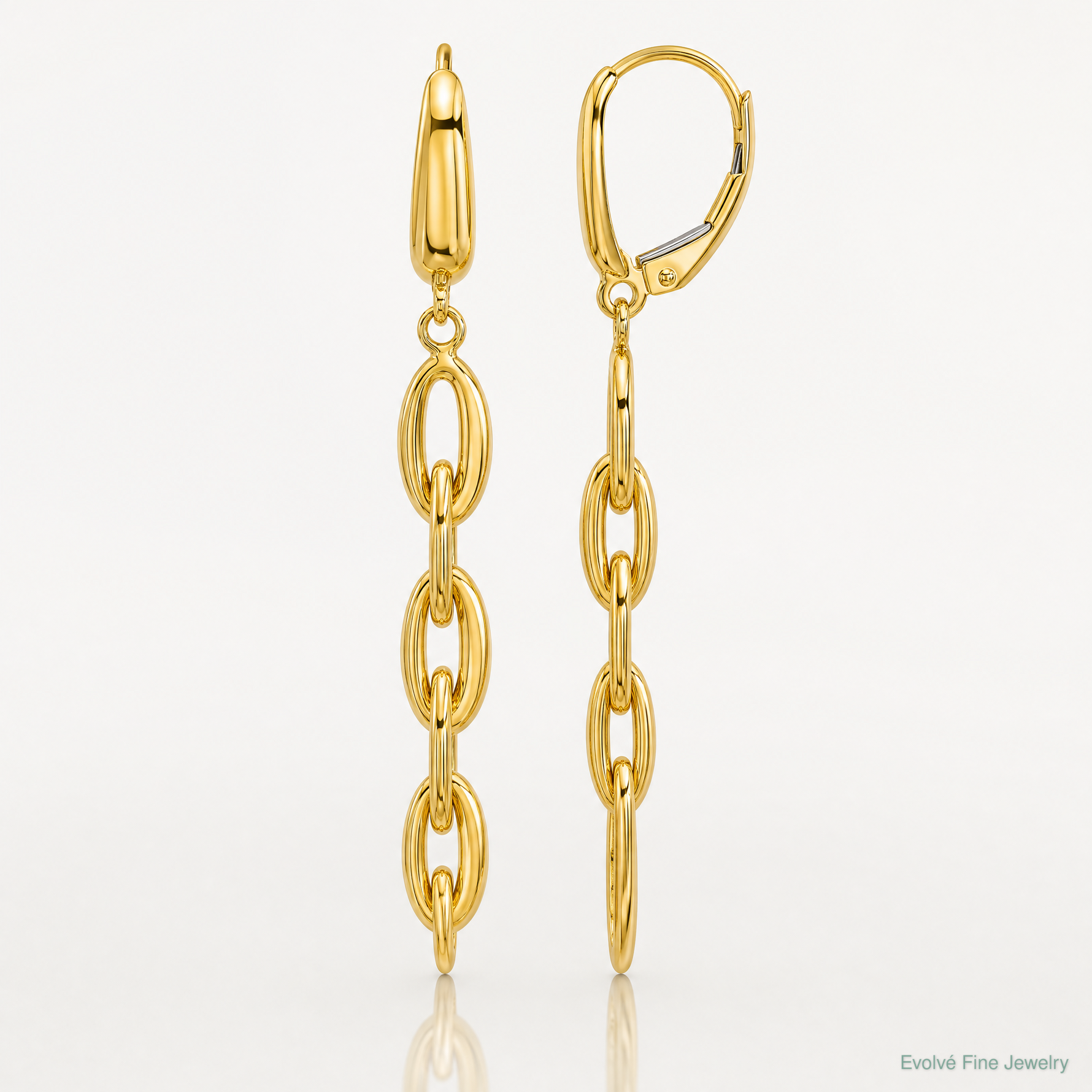 Leslie's 14K Polished Fancy Oval Link Leverback Dangle Earrings - Lifestyle View