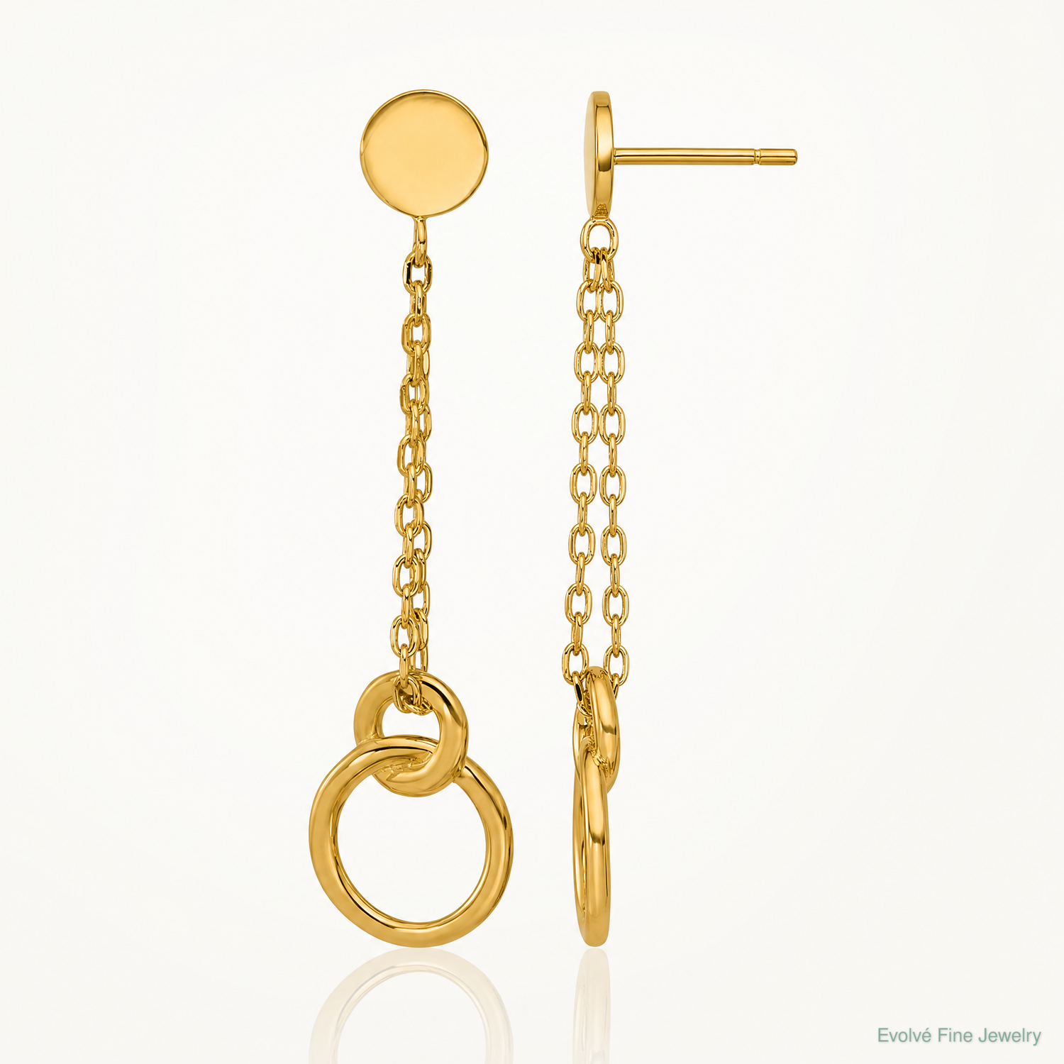Leslie's 14K Polished 2-Strand Double Circle Post Dangle Earrings - Lifestyle View