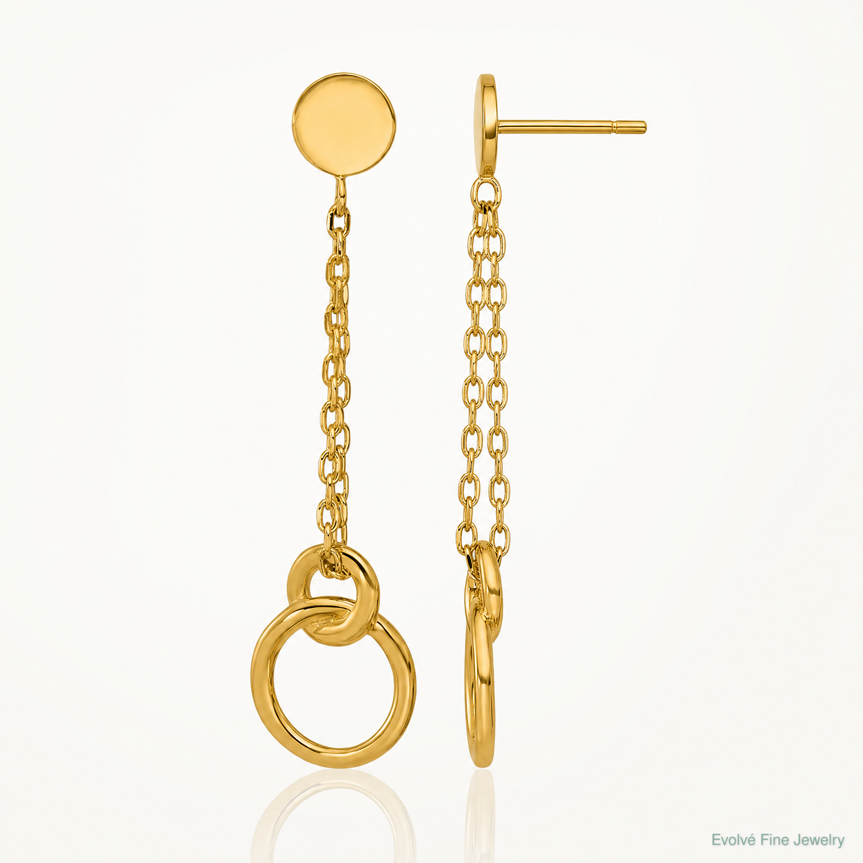 Leslie's 14K Polished 2-Strand Double Circle Post Dangle Earrings - Lifestyle View
