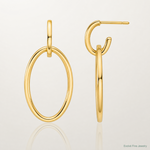 Leslie's 14K Polished Fancy Oval Link Post Dangle Earrings - Lifestyle View