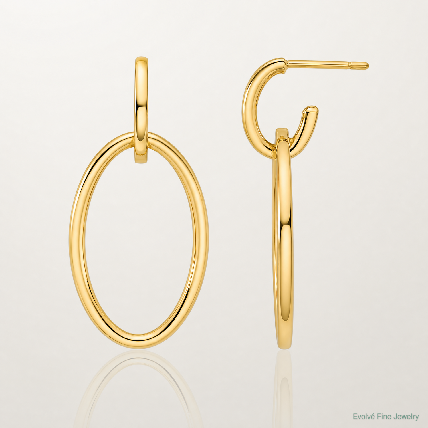 Leslie's 14K Polished Fancy Oval Link Post Dangle Earrings - Lifestyle View