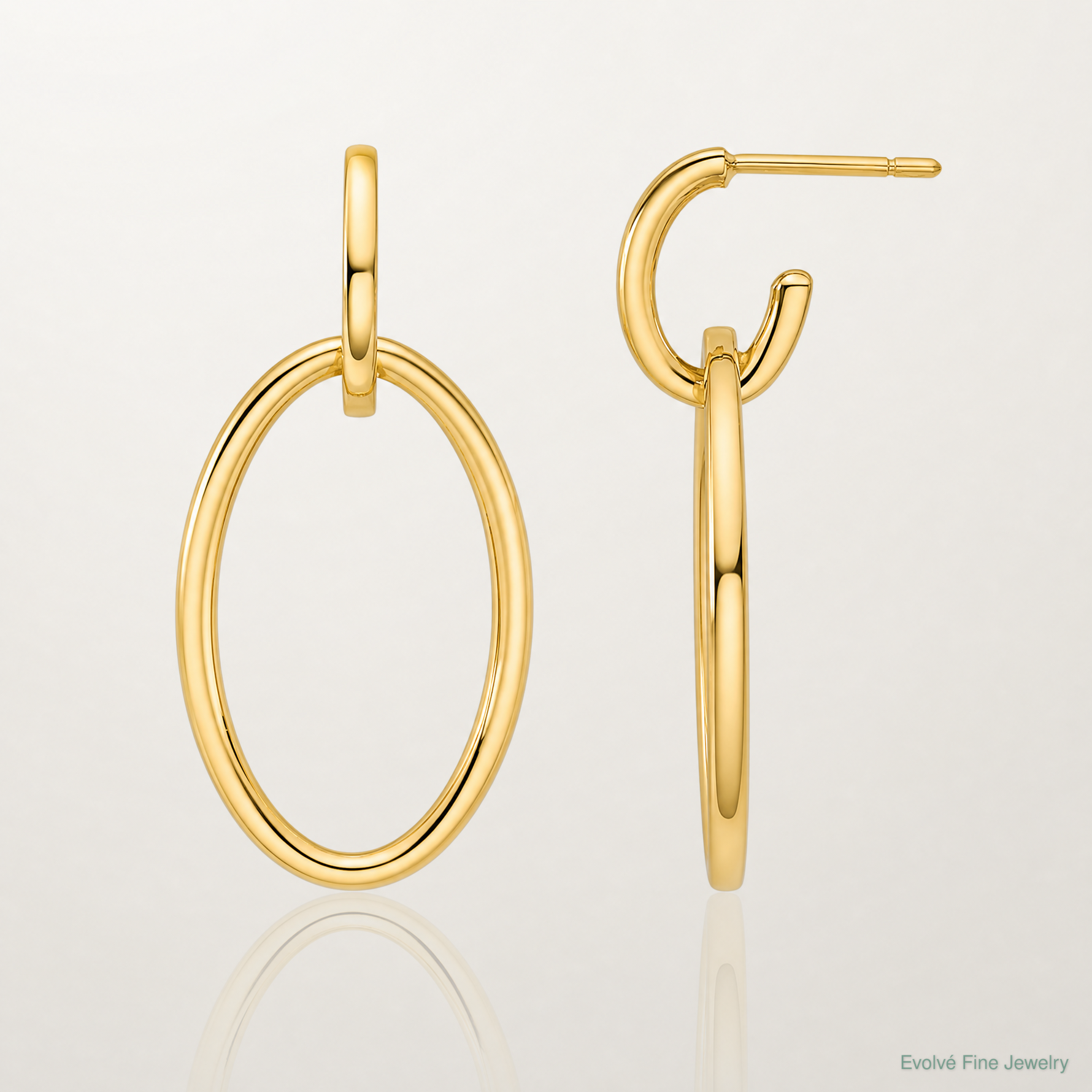 Leslie's 14K Polished Fancy Oval Link Post Dangle Earrings - Lifestyle View