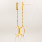 Leslie's 14K Polished Elongated Oval and Bar Post Dangle Earrings - Lifestyle View