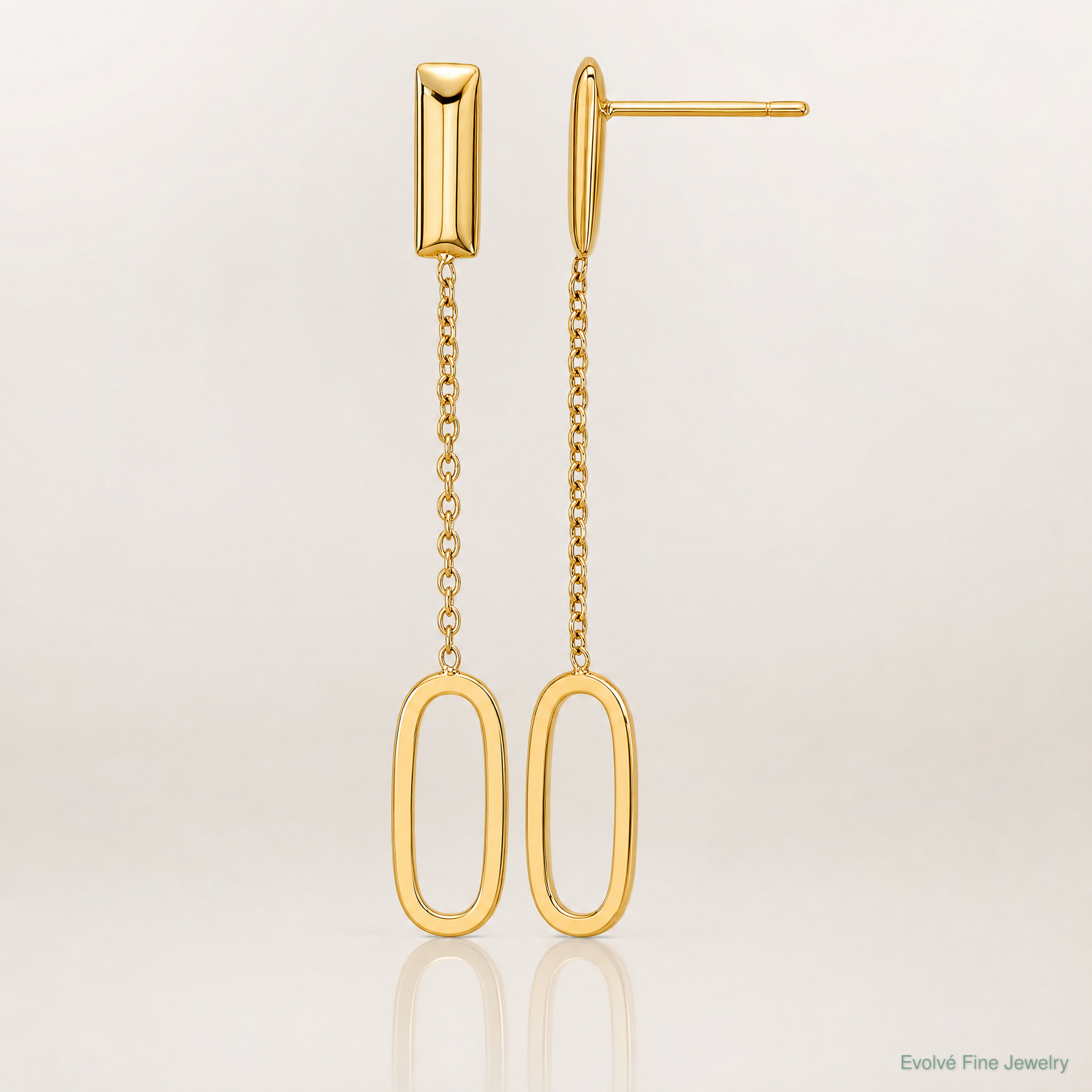 Leslie's 14K Polished Elongated Oval and Bar Post Dangle Earrings - Lifestyle View
