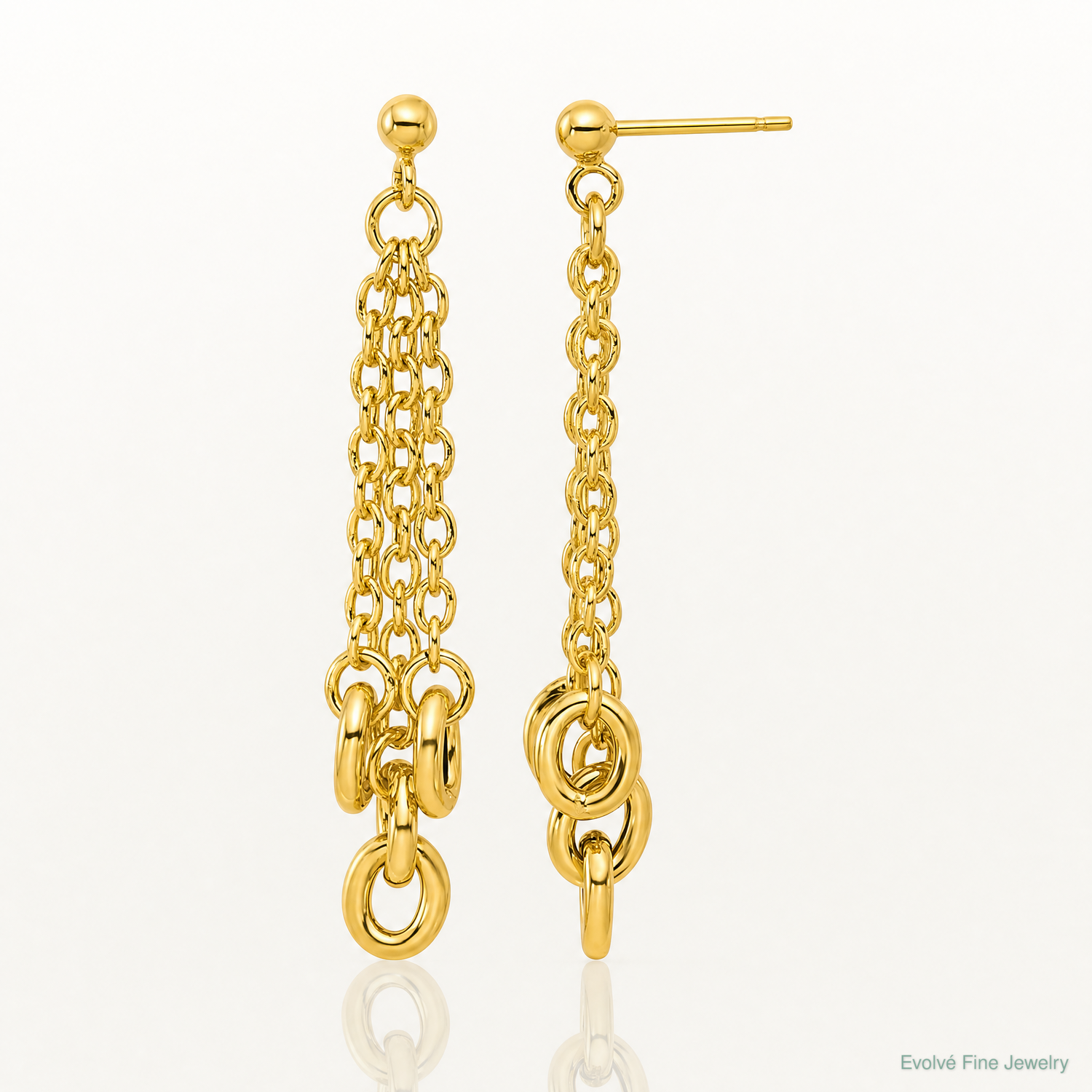 Leslie's 14K Polished Fancy 3-Strand Cable Link Post Dangle Earrings - Lifestyle View