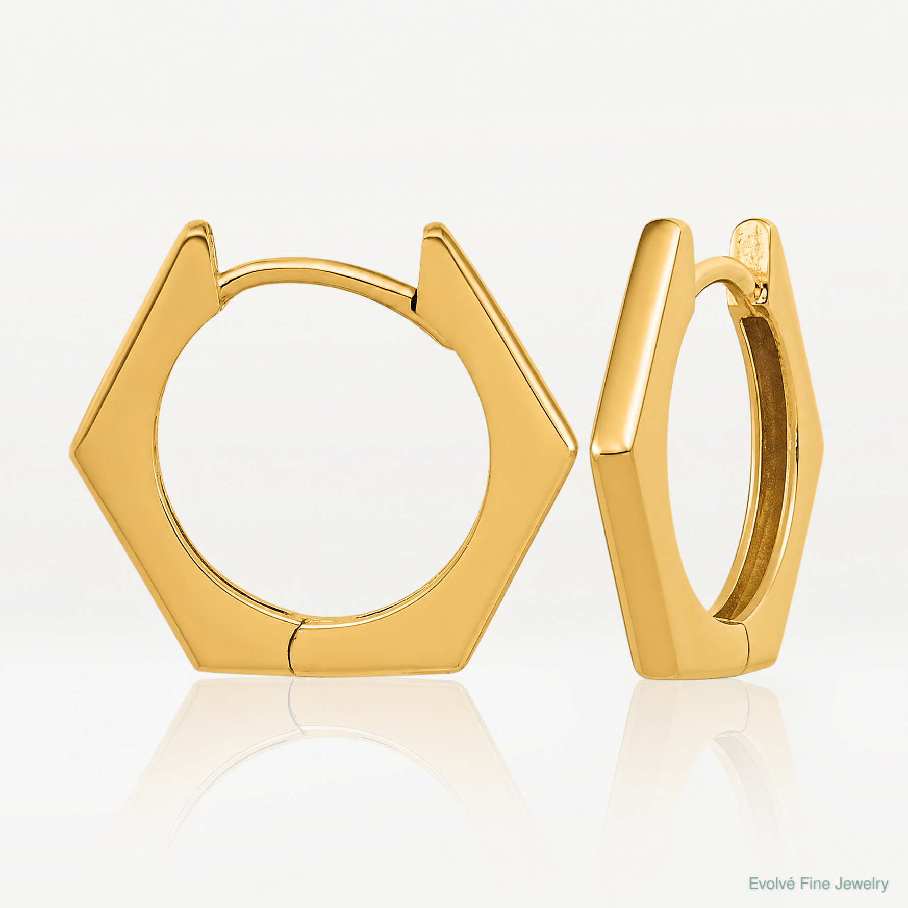 Leslie's 14K Polished Hexagon Hinged Hoop Earrings - Lifestyle View