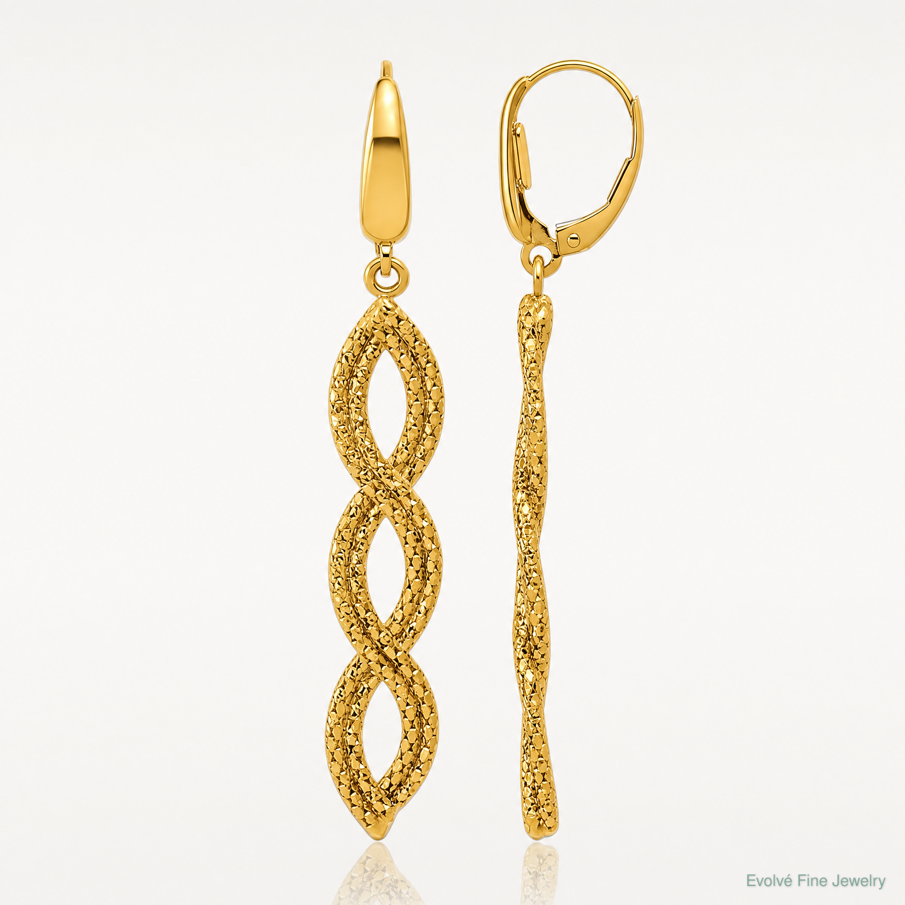 Leslie's 14K Polished Fancy Woven Dangle Leverback Earrings - Lifestyle View