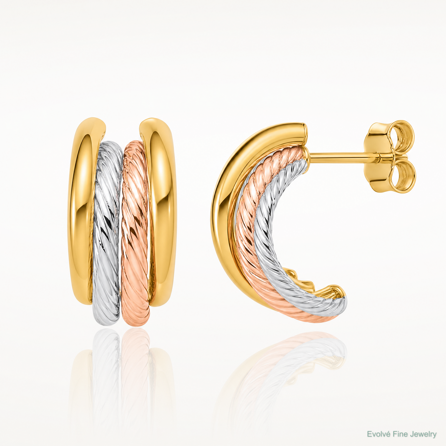 Leslie's 14K w/Rhod/Rose Gold-plat Polished/Twisted J-Hoop Post Earrings - Lifestyle View