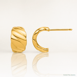 Leslie's 14K Polished and Grooved J-Hoop Post Earrings - Lifestyle View