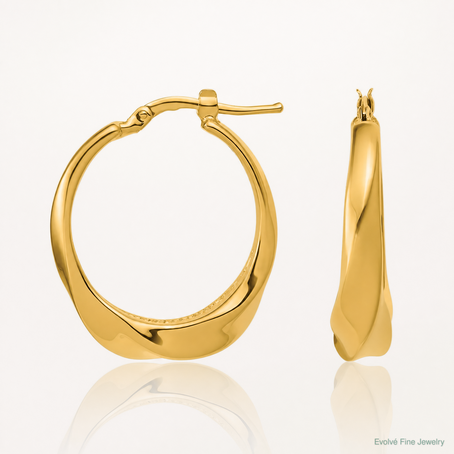 Leslie's 14K Polished Twisted Hollow Hoop Earrings - Lifestyle View