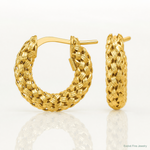 Leslie's 14K Polished and Textured Woven Hoop Earrings - Lifestyle View