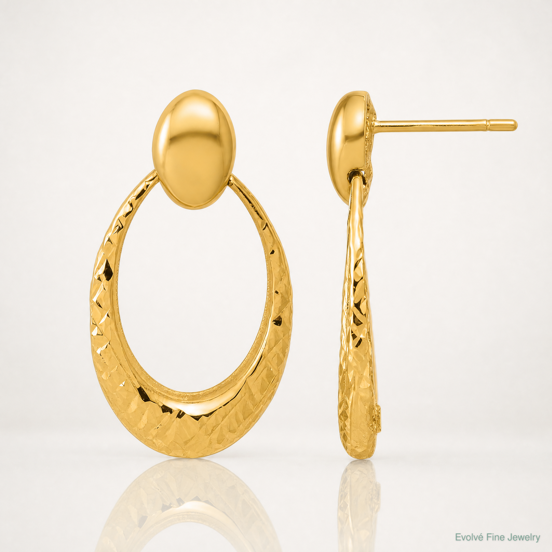 Leslie's 14K Polished and Diamond-cut Oval Dangle Post Earrings - Lifestyle View