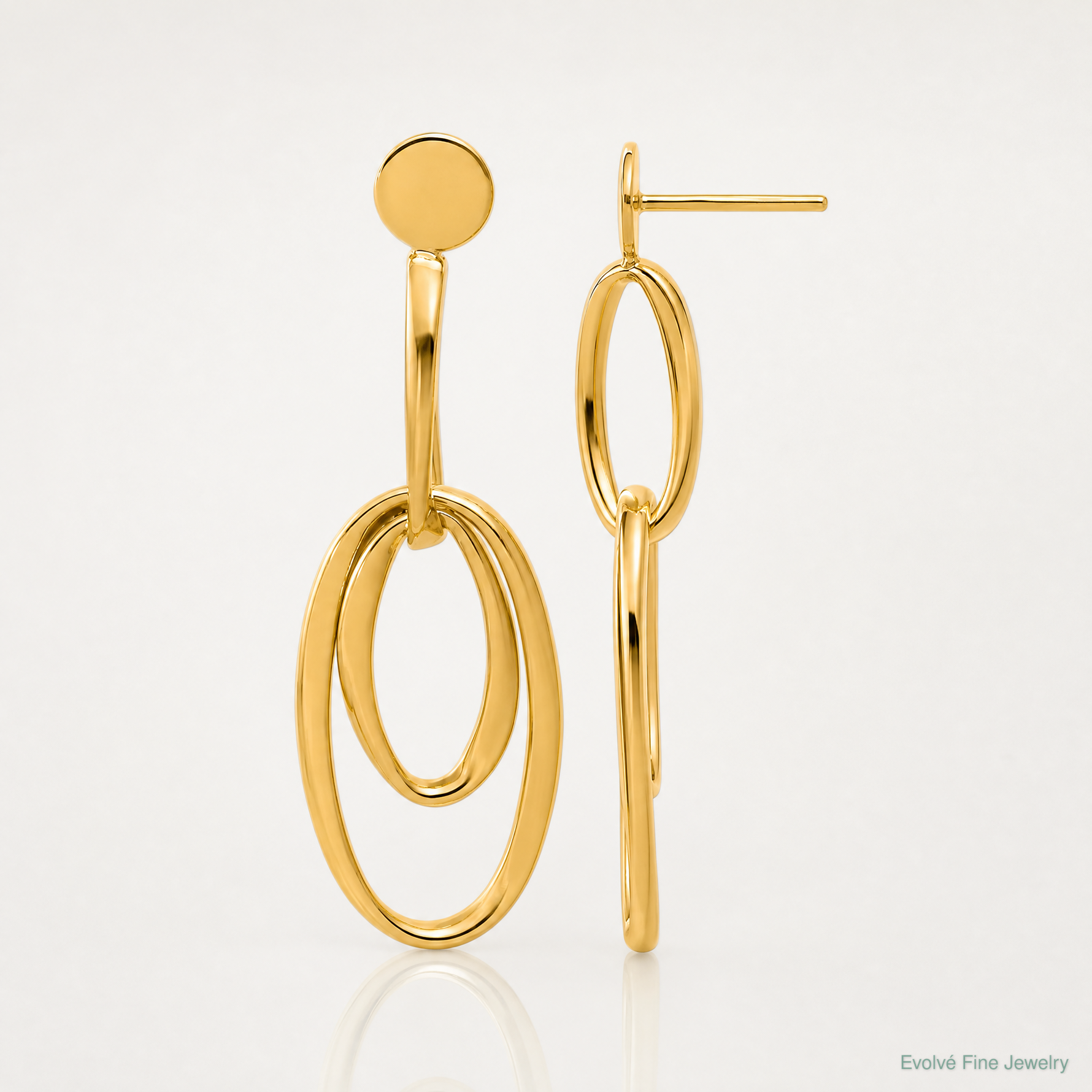 Leslie's 14K Polished Oval Dangle Post Earrings - Lifestyle View