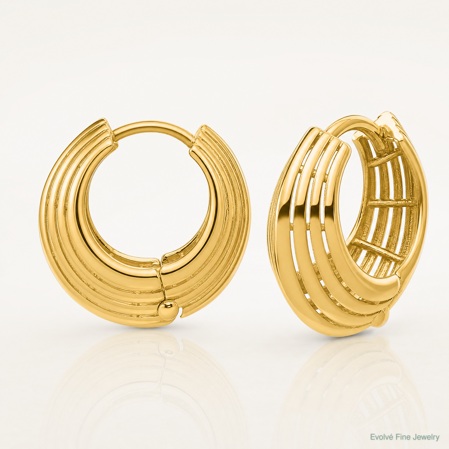 Leslie's 14K Polished Grooved Hinged Hoop Earrings - Lifestyle View