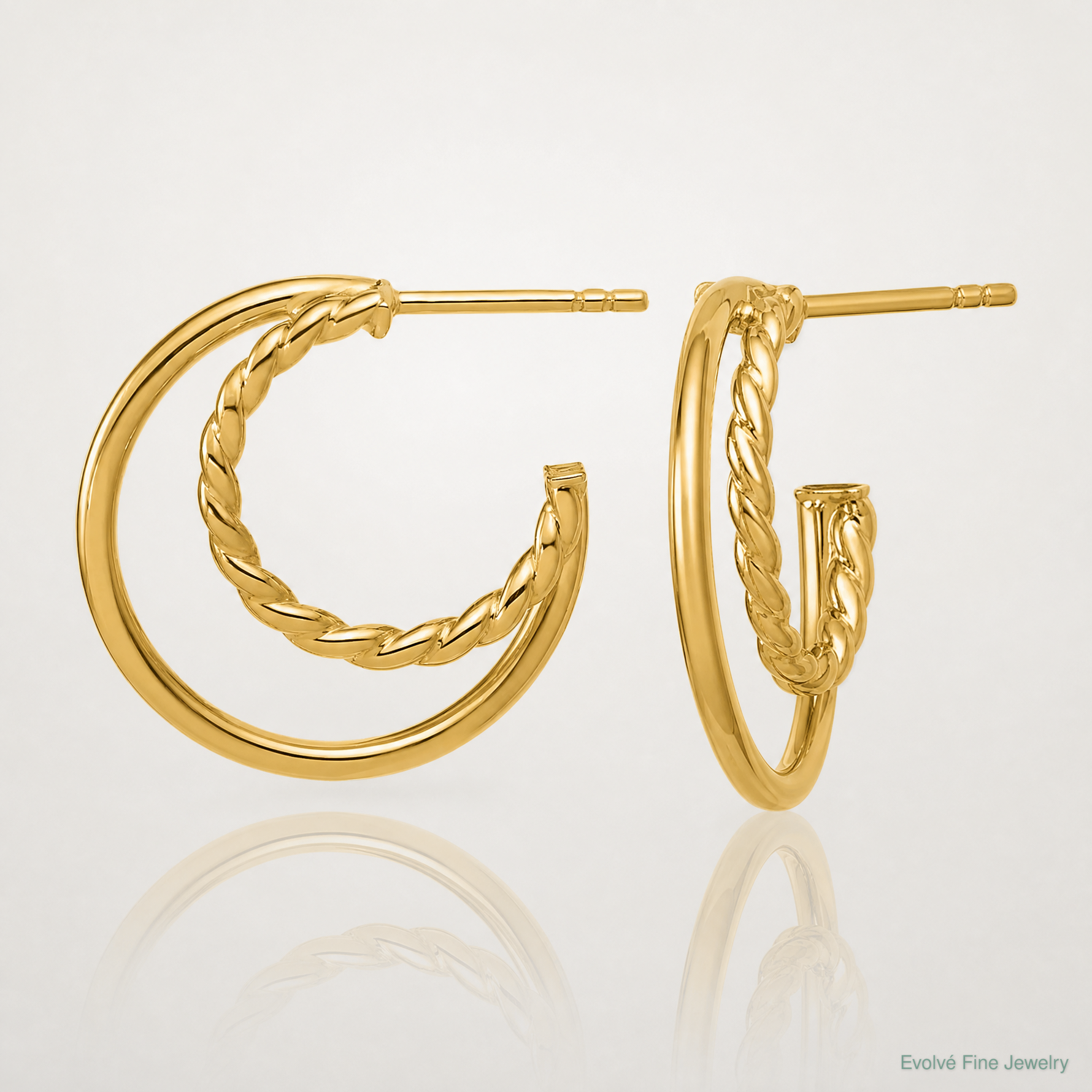 Leslie's 14K Polished and Twisted 2-row J-Hoop Post Earrings - Lifestyle View