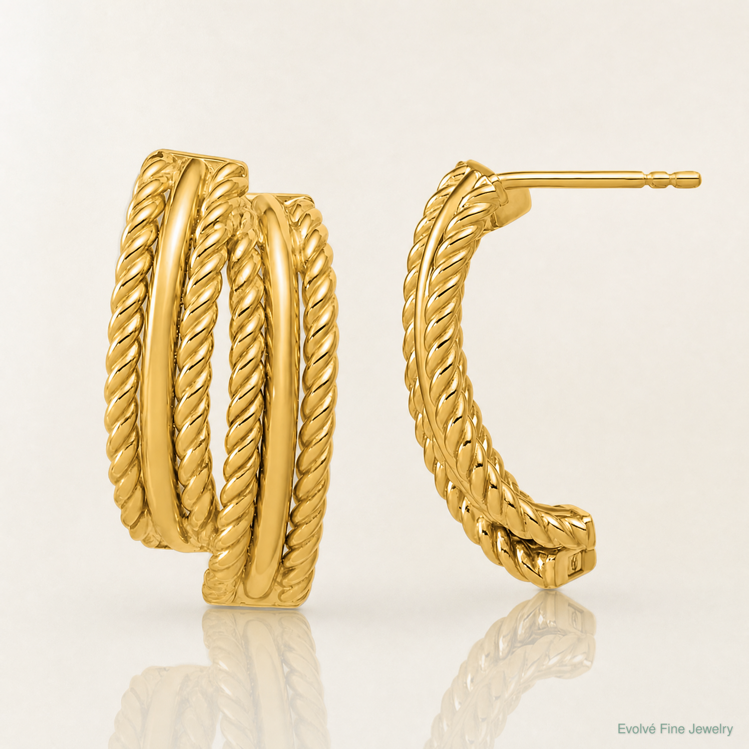 Leslie's 14K Polished and Twisted J-Hoop Post Earrings - Lifestyle View