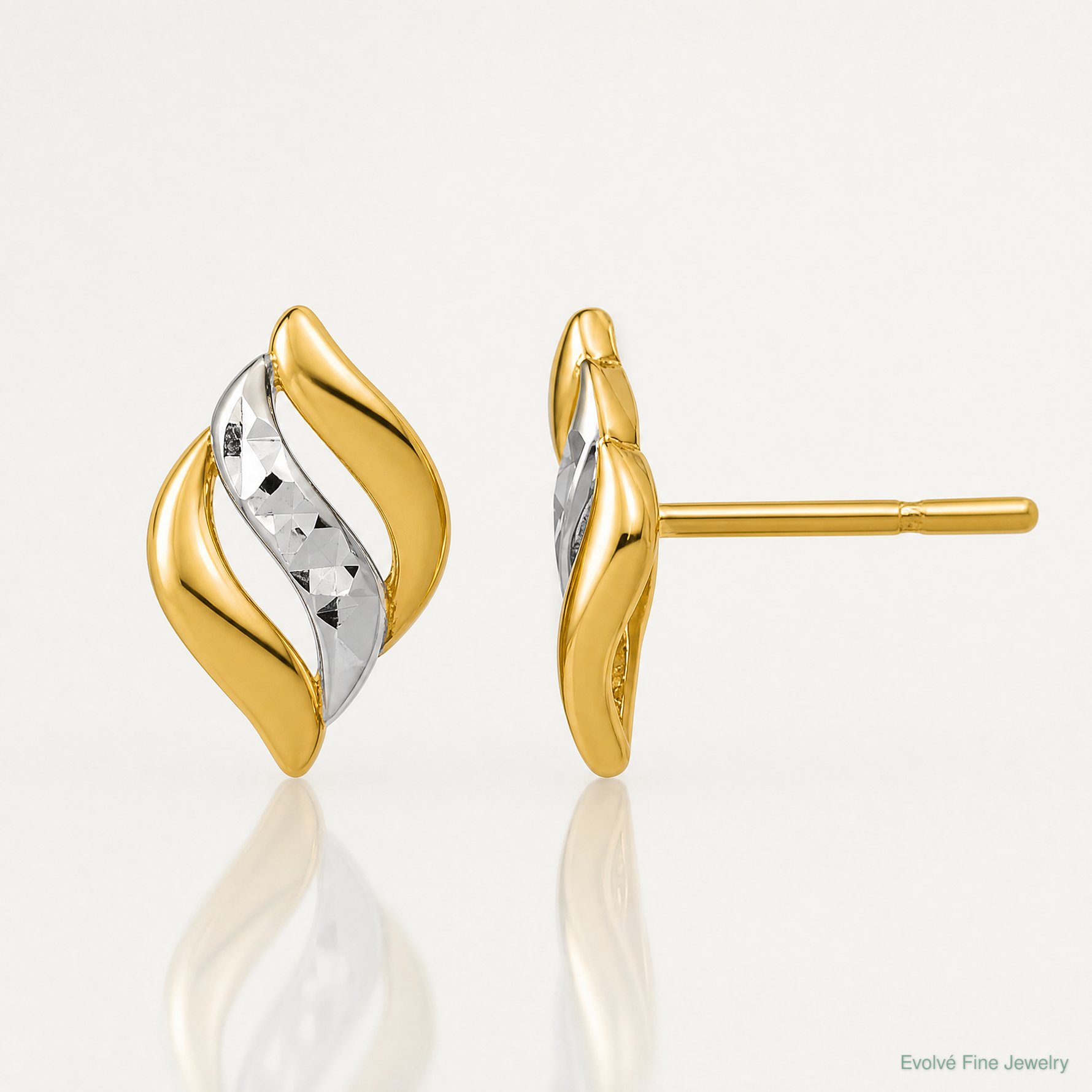 Leslie's 14K w/Rhodium Polished and Diamond-cut Post Earrings - Lifestyle View