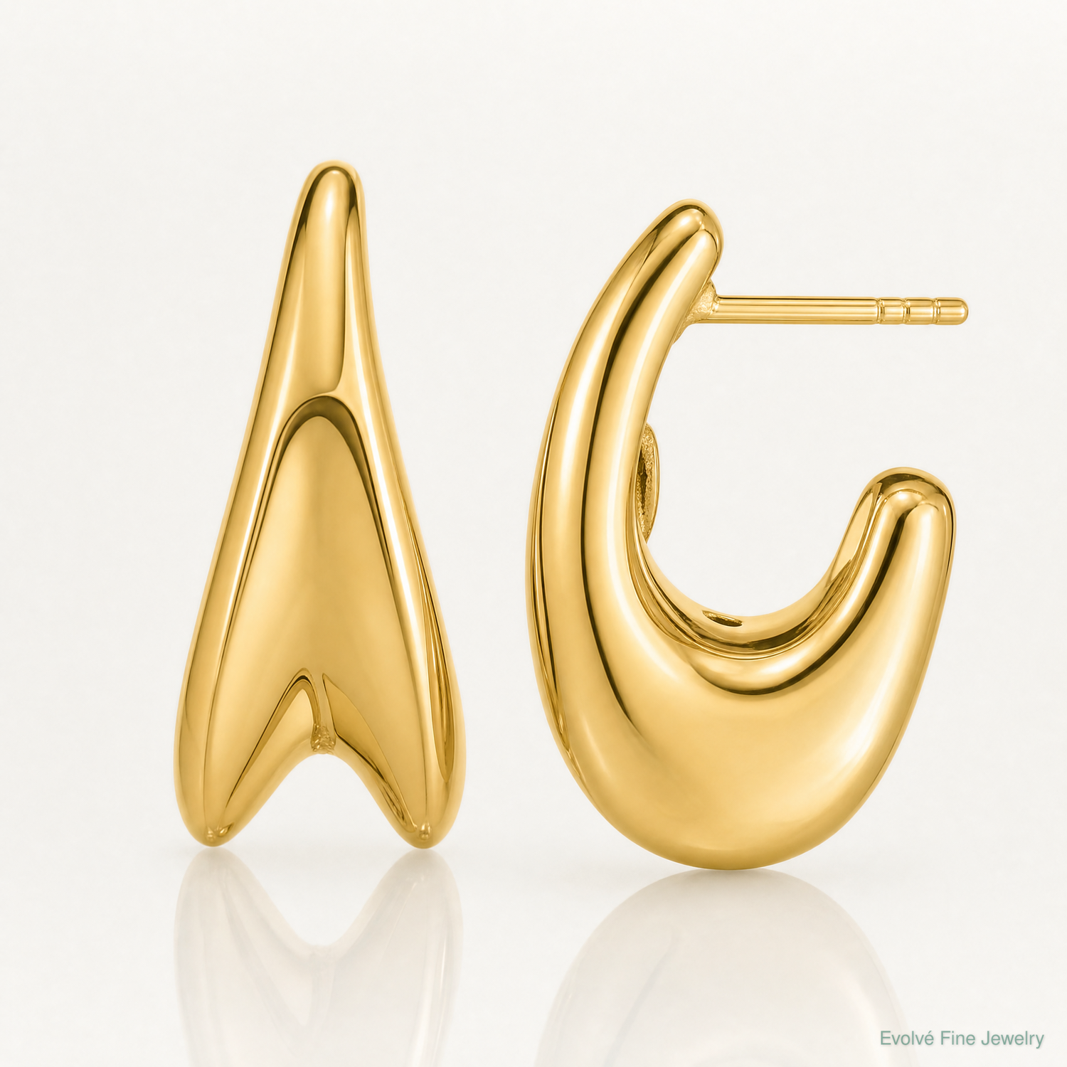 Leslie's 14K Polished Hollow Puffed Grooved J-Hoop Earrings - Lifestyle View