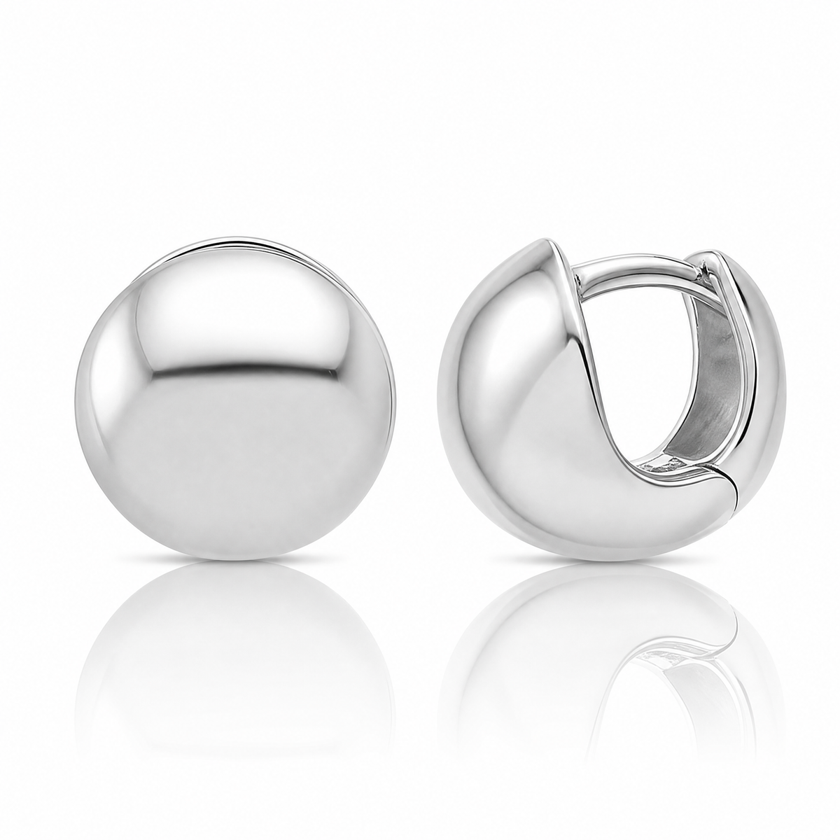 Leslie's 14K White Gold Polished Hinged Huggie Hoop Earrings - Lifestyle View