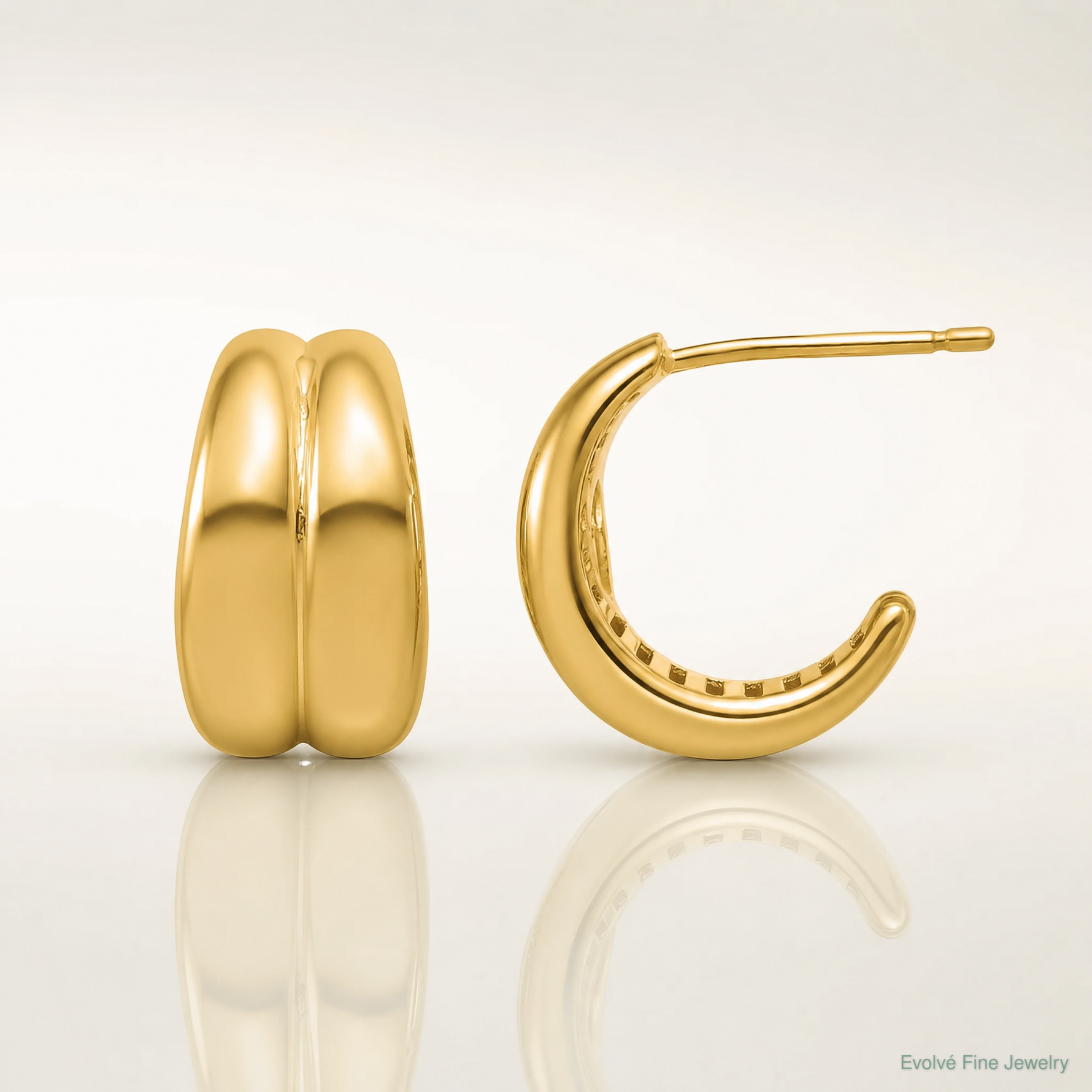 Leslie's 14K Polished Grooved J-Hoop Post Earrings - Lifestyle View