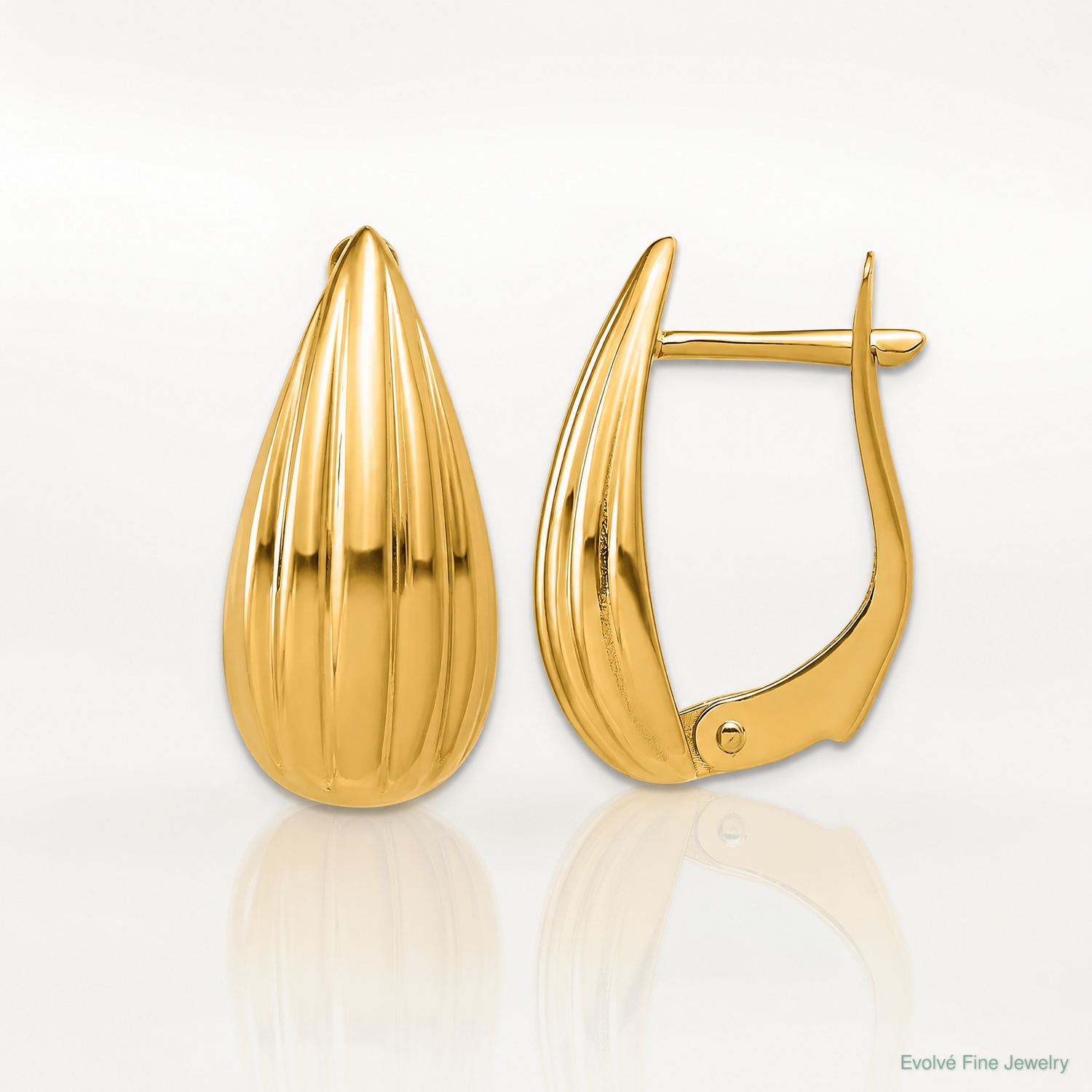 Leslie's 14K Polished Grooved Omega Back Earrings - Lifestyle View