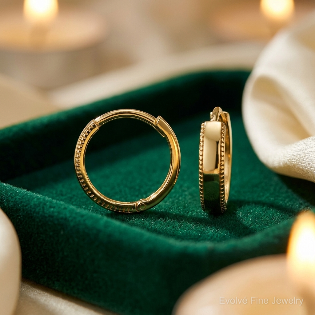 Leslie's 14K Polished Textured Huggie Hoop Earrings - Lifestyle View