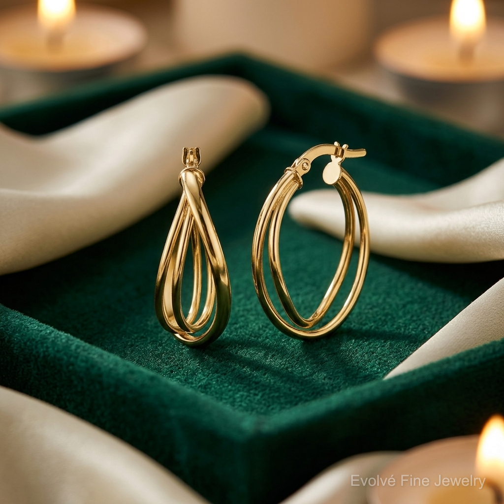 Leslie's 14K Polished Twist Hoop Earrings - Lifestyle View