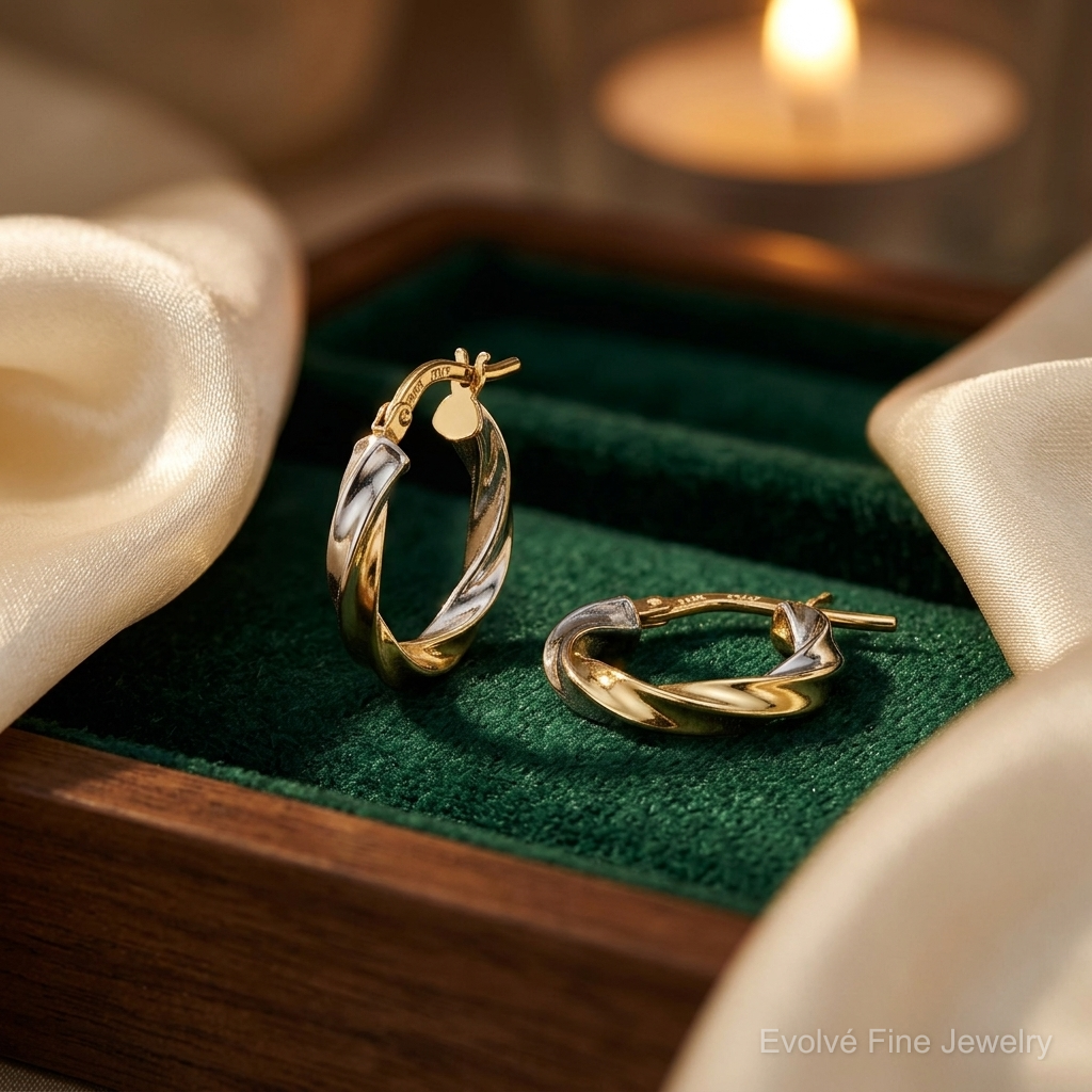 Leslie's 14K w/White Rhodium Plating Polished Hoop Earrings - Lifestyle View