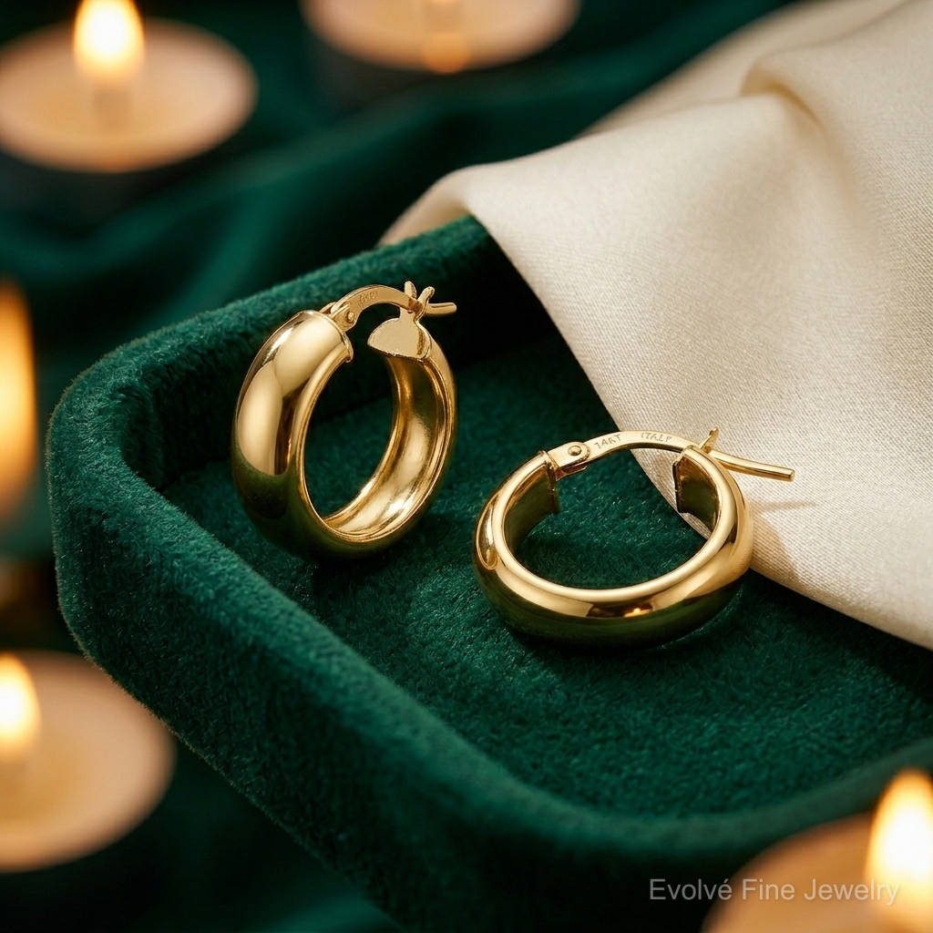 Leslie's 14K Polished Hoop Earrings - Lifestyle View