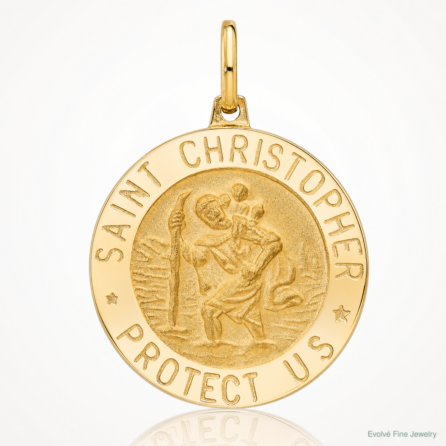 Leslie's 14k Polished and Satin Round St. Christopher Pendant - Lifestyle View