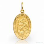 Leslie's 14k Polished and Satin Oval St. Christopher Pendant - Lifestyle View